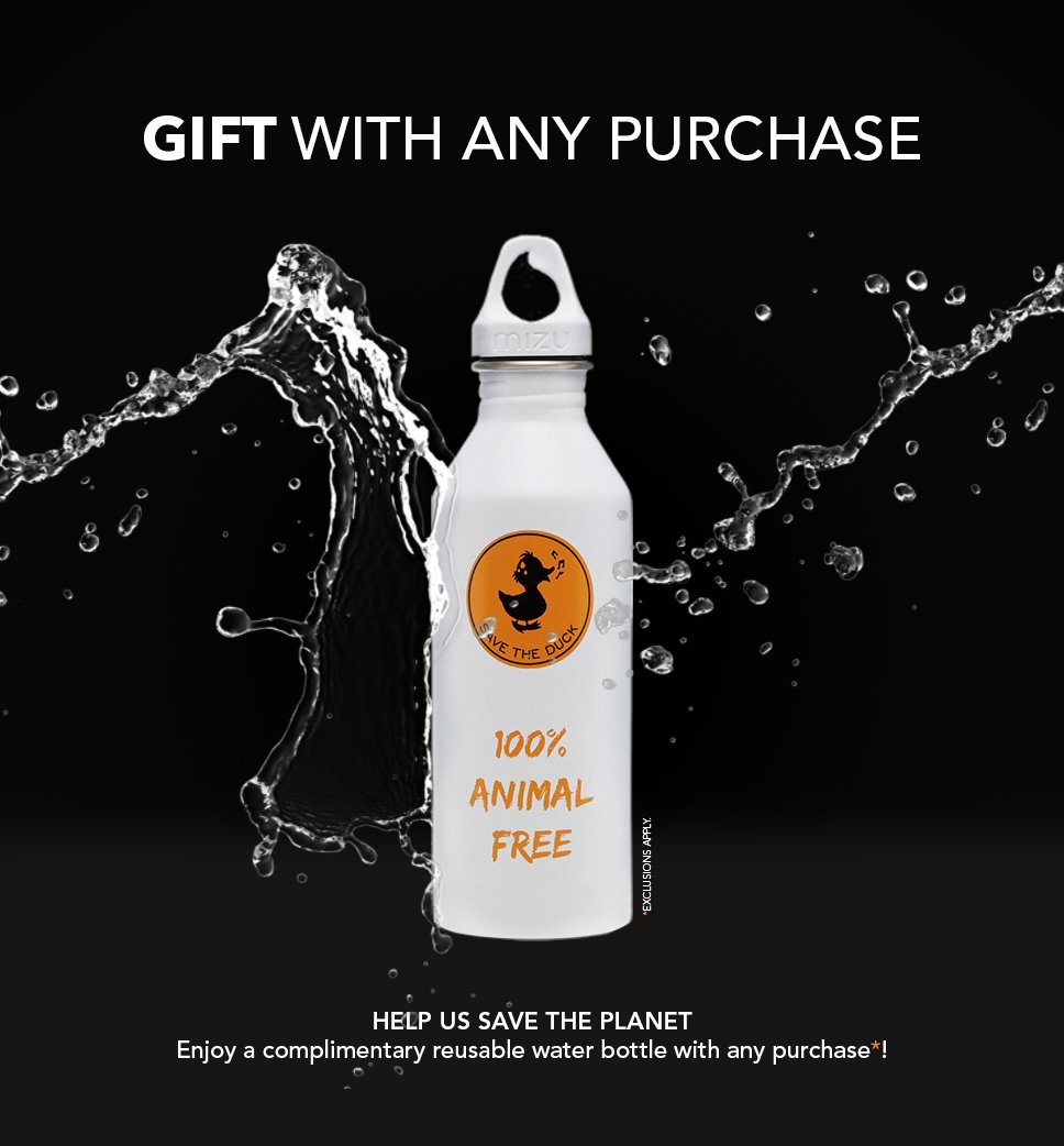 Free water bottle with any purchase